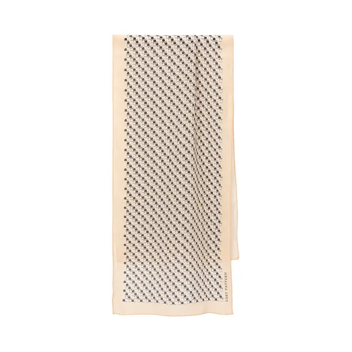 Lost Pattern "Portals" Silk Crepe Scarf - Cream