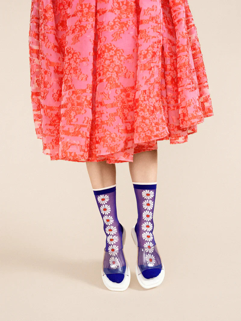 Daisy Pop Sheer Crew Socks