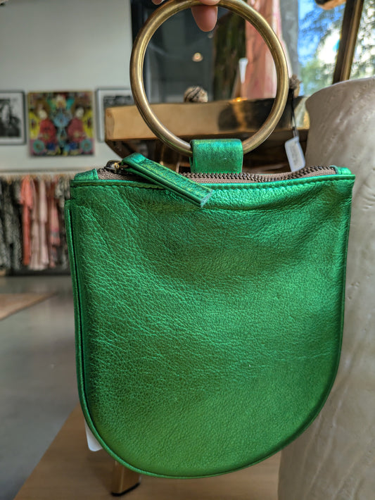Kim White - Metallic Mini Ring Wristlet - Green