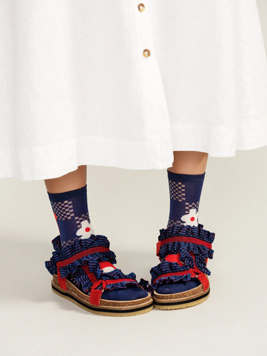 Jillian Flower Crew Socks