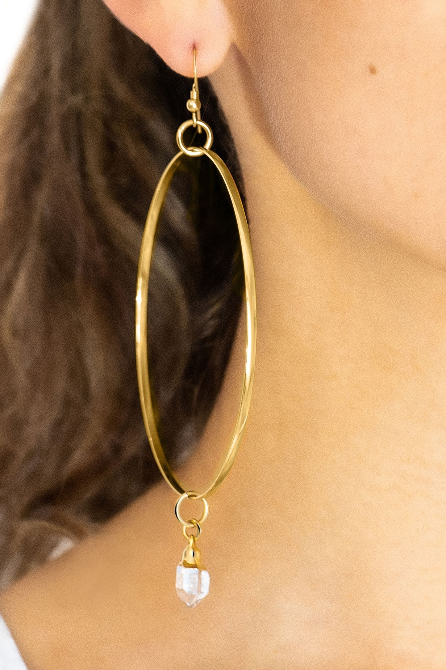 Sheila B. - Quartz on Hoop Earrings