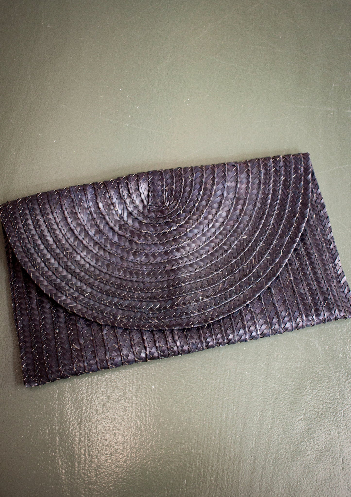 Black Straw Weaved Clutch