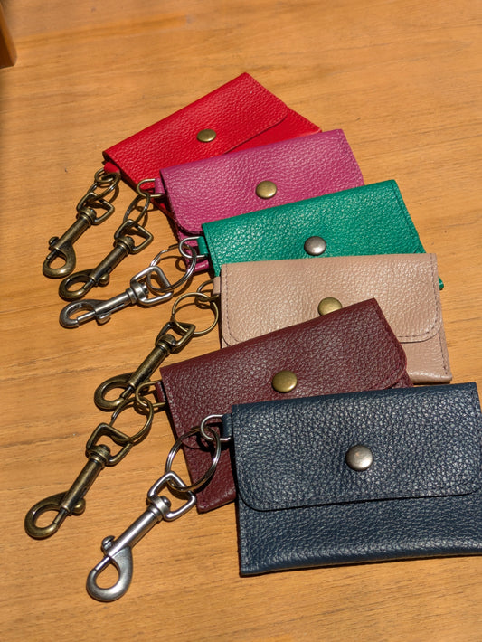 Kim White Keychain Wallet - Matte Leather