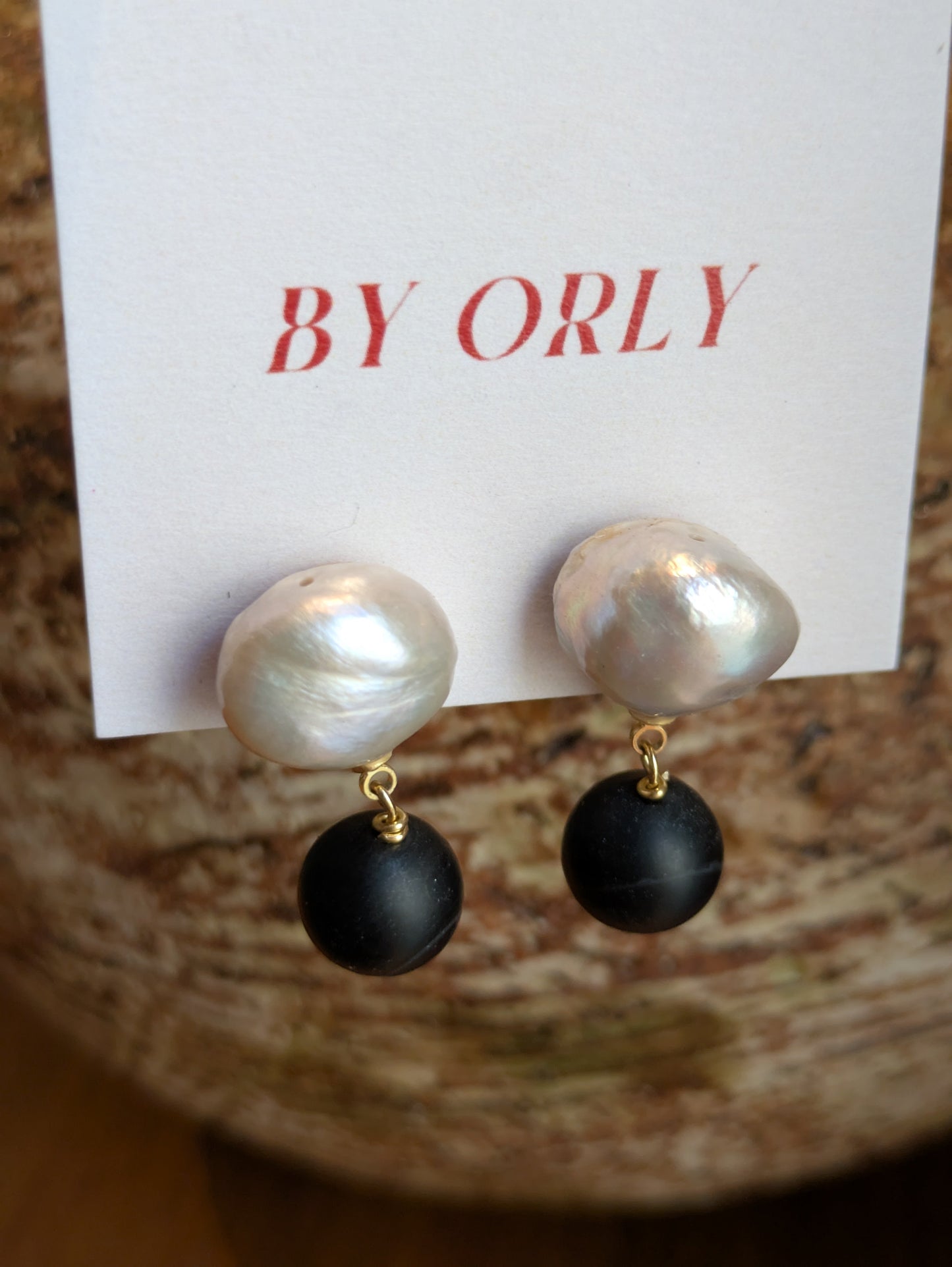 BY ORLY - PEARL ONYX STUDS