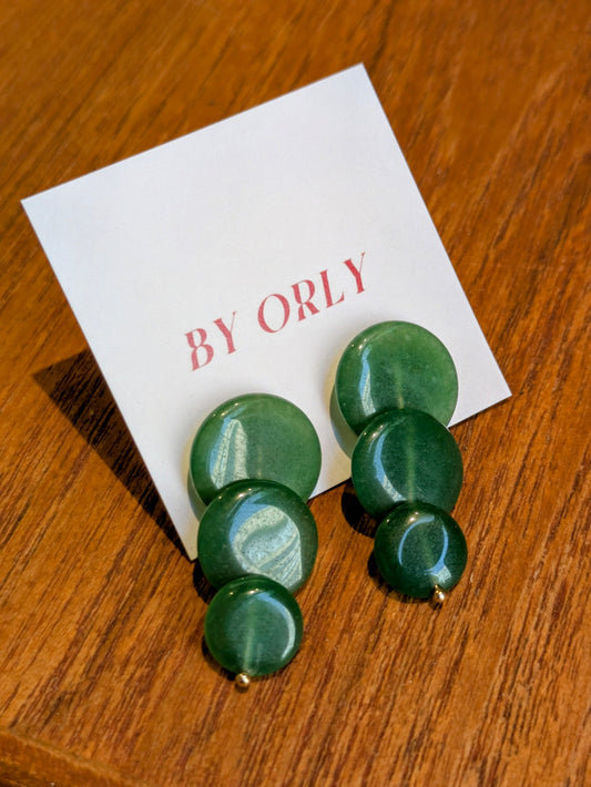 BY ORLY - Green Aventurine Disk Studs
