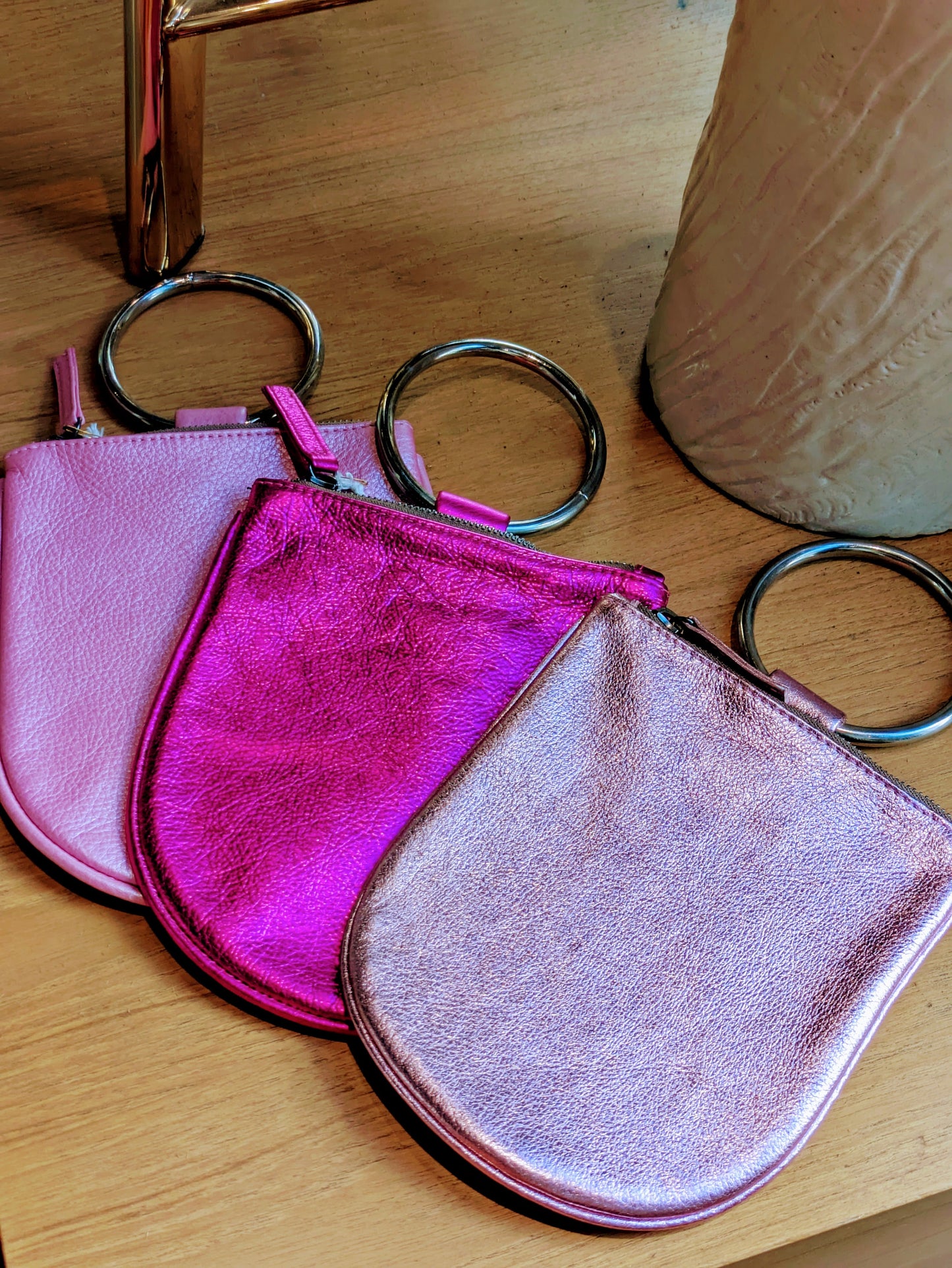 Kim White - Metallic Mini Ring Wristlet - Pinks