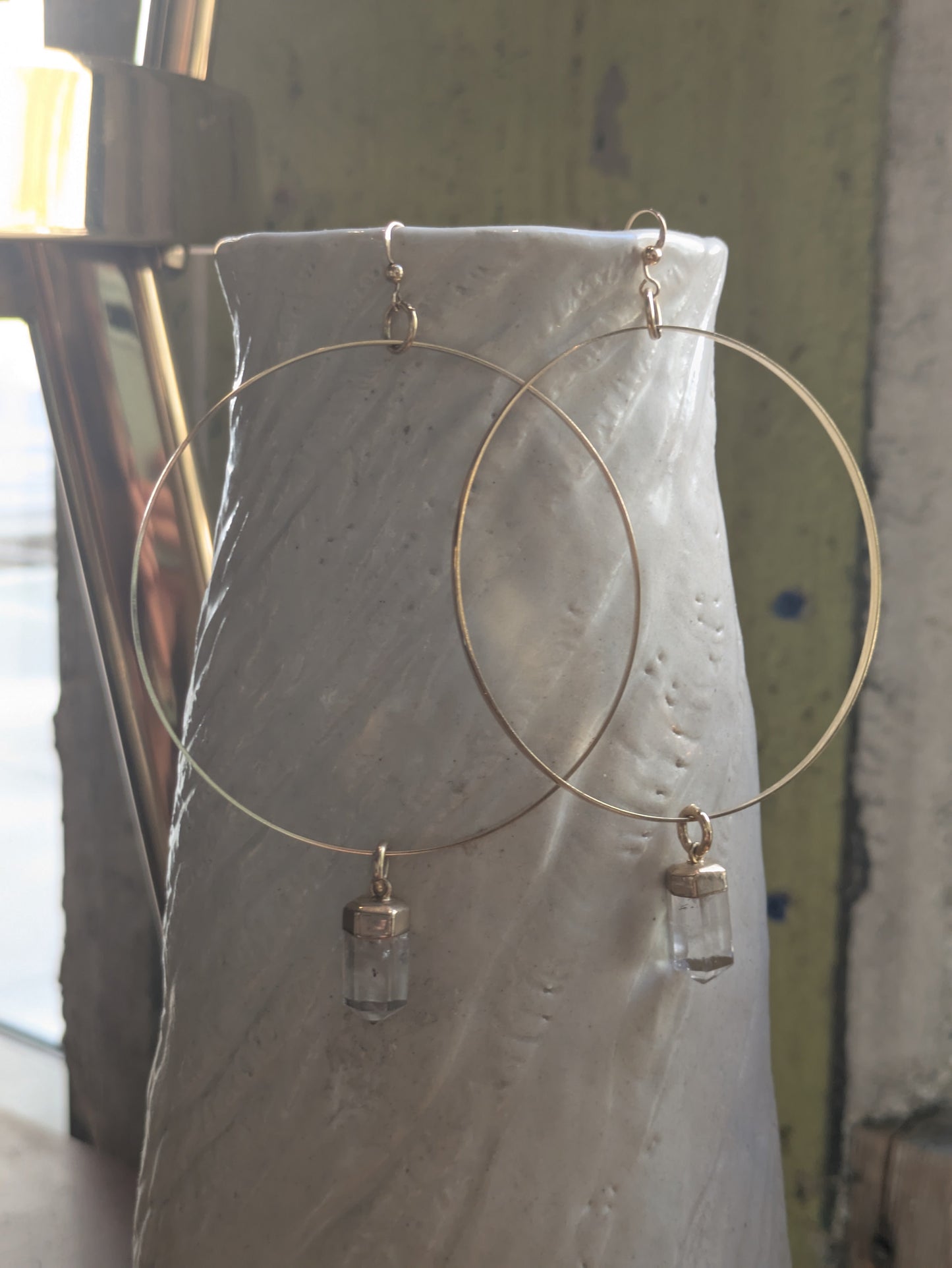 Sheila B. - Quartz on Hoop Earrings