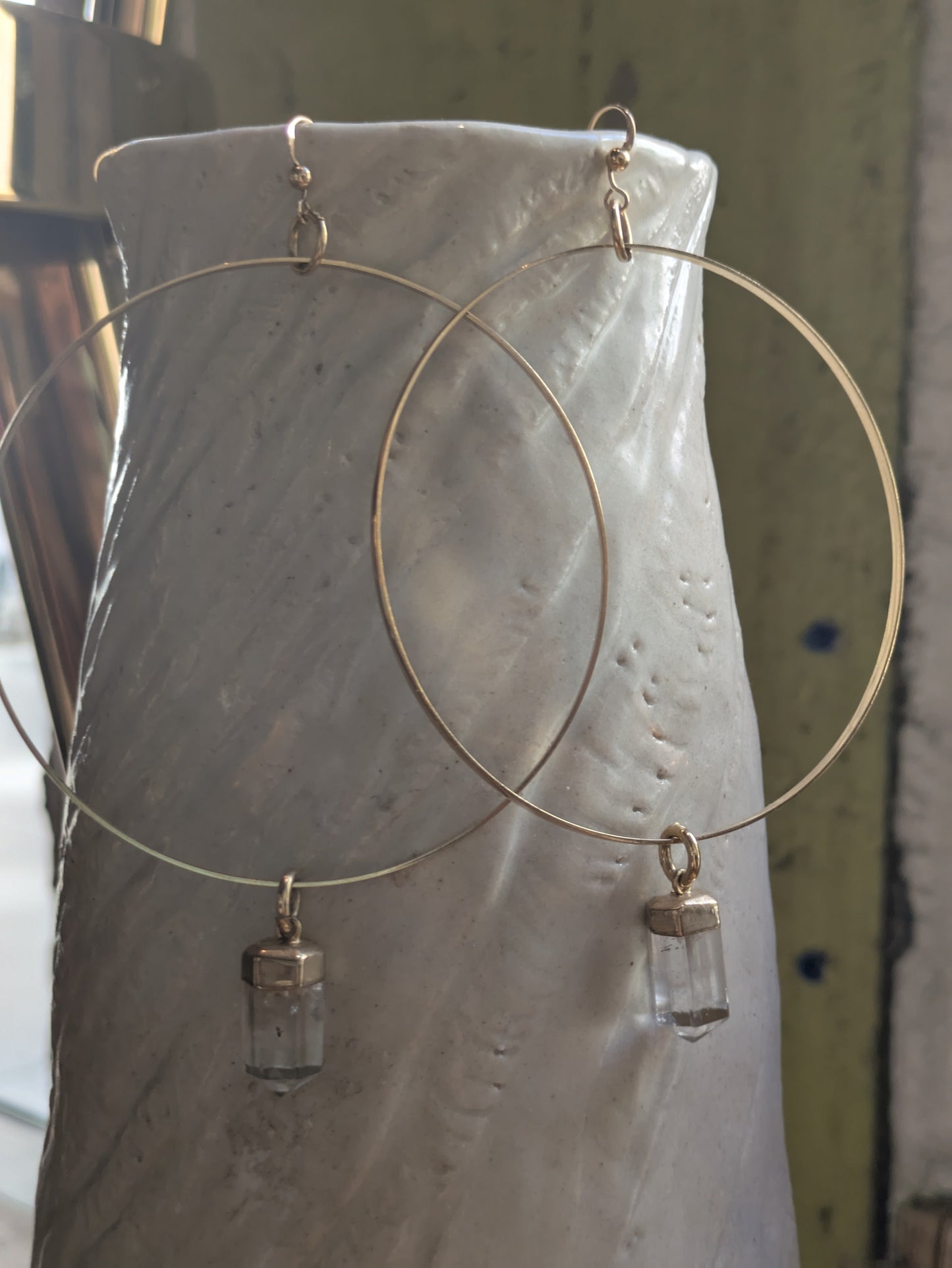 Sheila B. - Quartz on Hoop Earrings