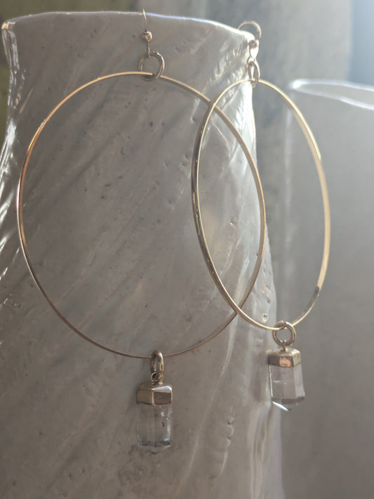 Sheila B. - Quartz on Hoop Earrings