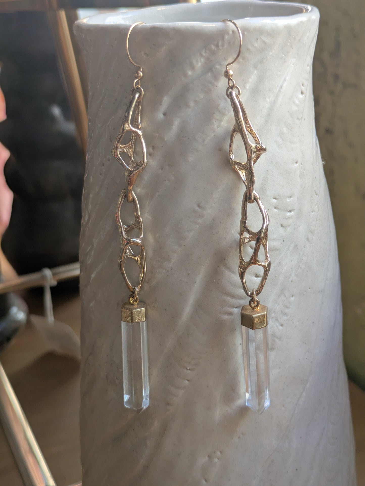 Sheila B. - Brutalist Chain Link Quartz Earrings