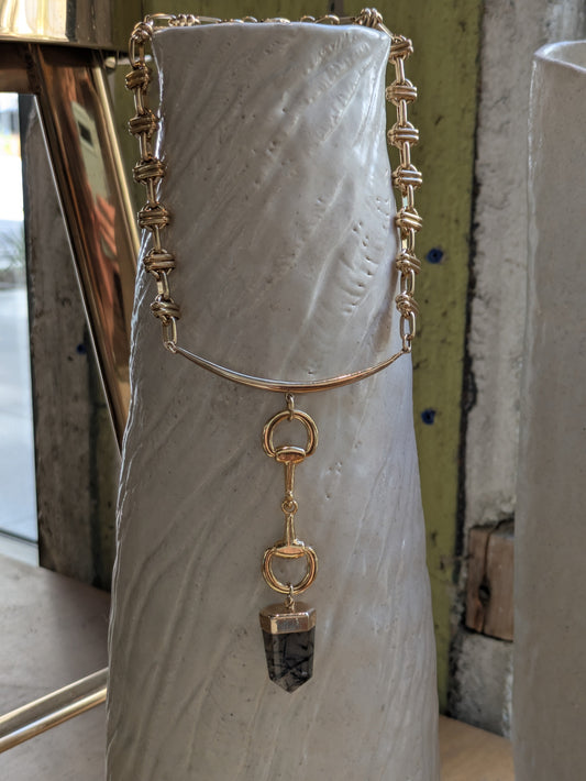 Sheila B. Large Deco Chain and Smoky Quartz Necklace