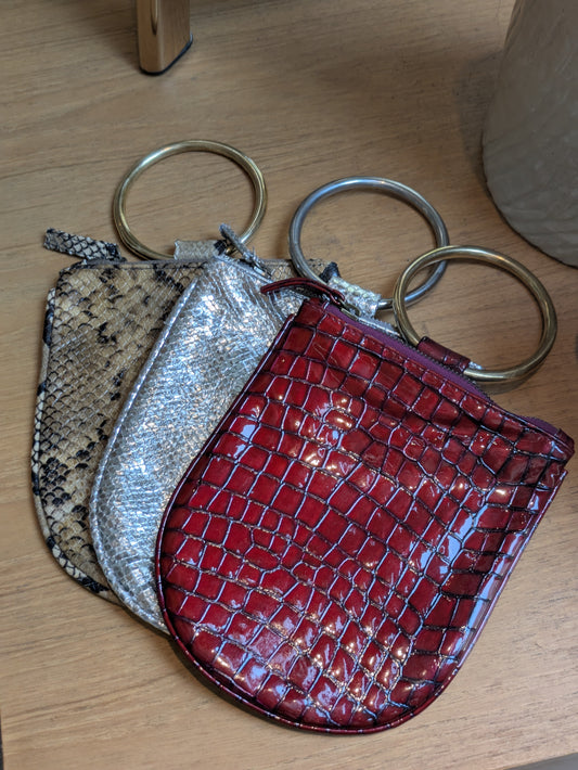Kim White - Metallic Mini Ring Wristlet - Snake/Crocodile
