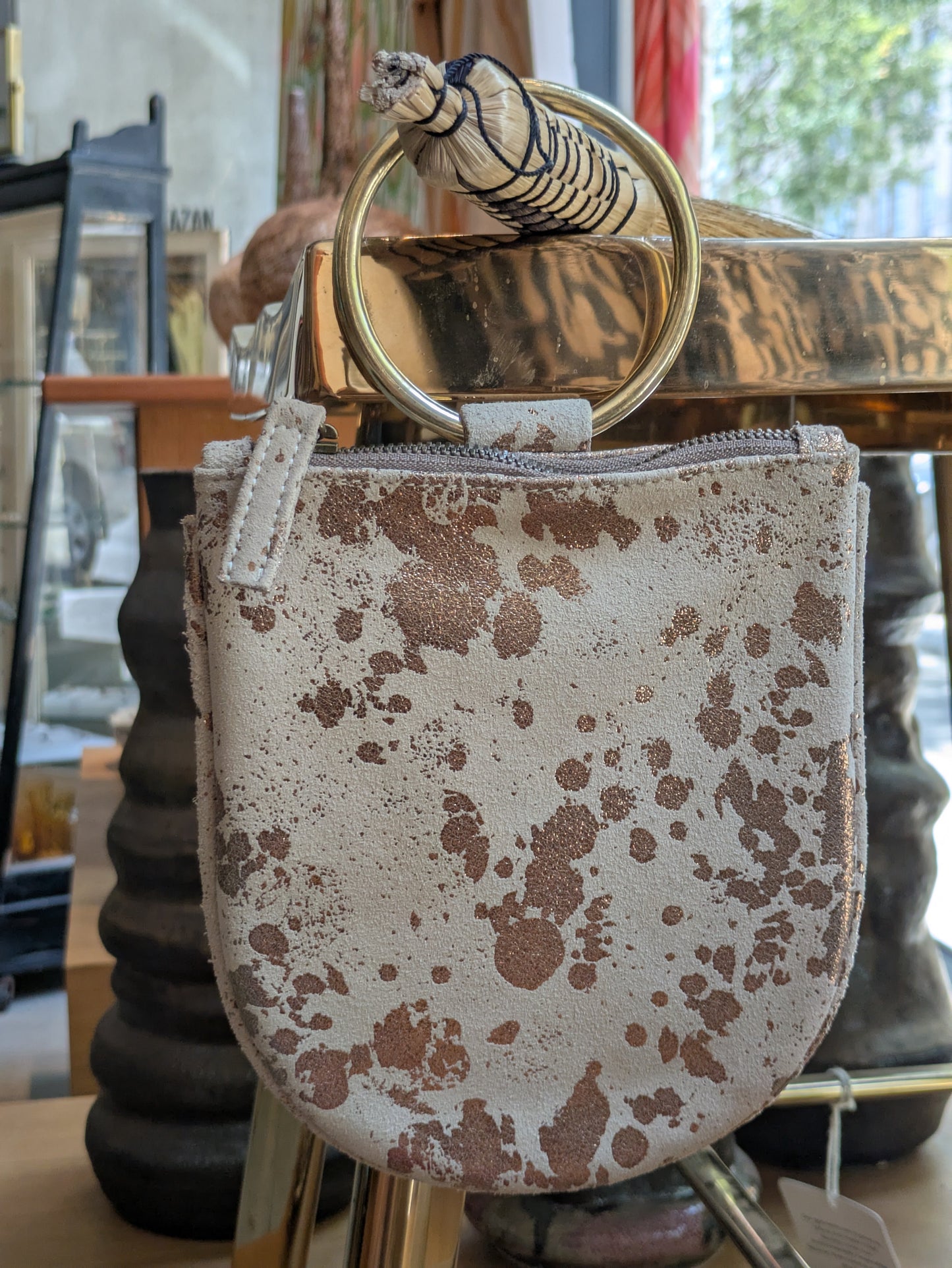 Kim White - Metallic Mini Ring Wristlet - Gold Smoke