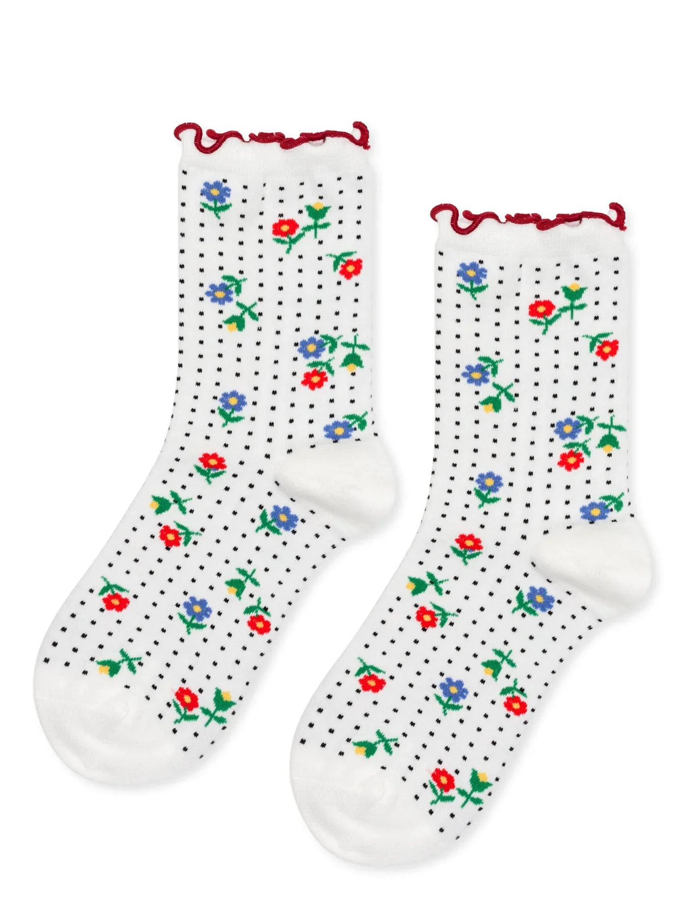 Dottie Floral Crew Socks (White)
